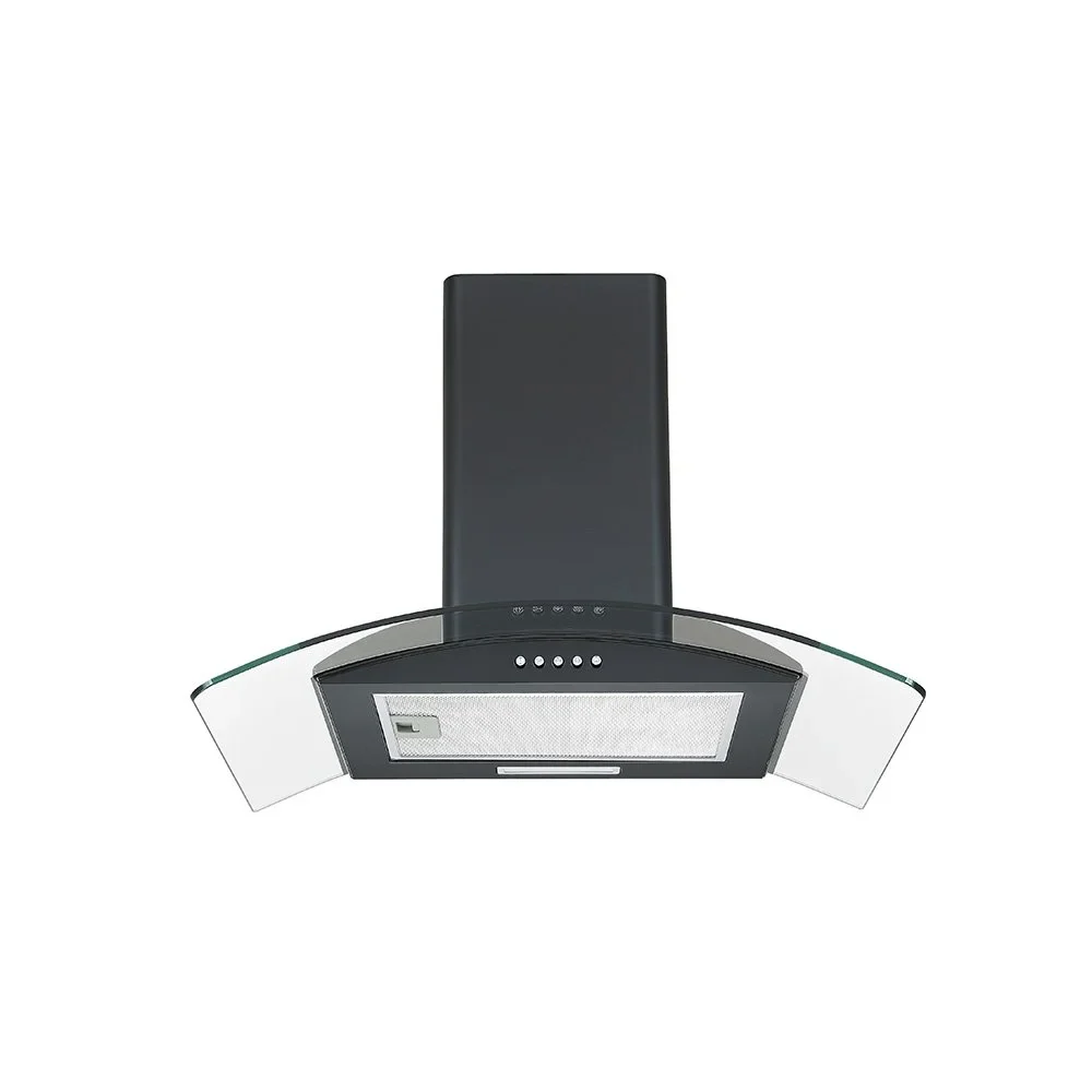 Teknix TKCGH26B - Black Curved Glass Extractor Hood - 60cm - A energy