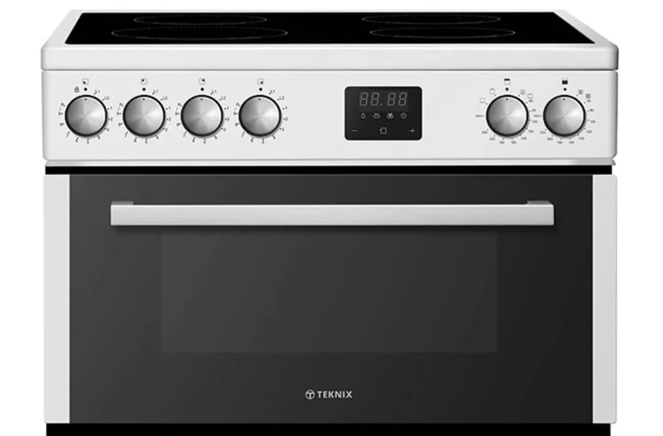Teknix TKED64INDW - White 60cm Induction Double Oven Electric Cooker - 4 Zones, 99L Capacity, A Energy - Image 2