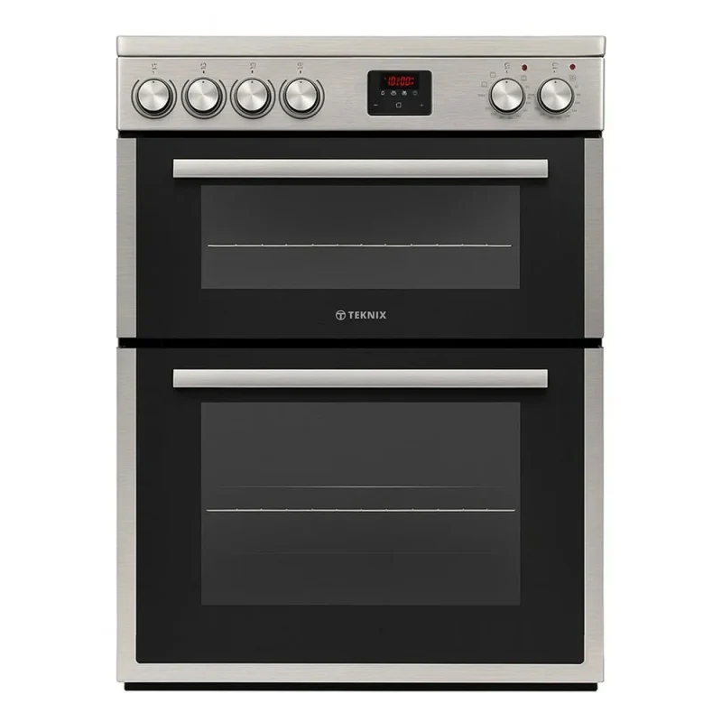 Teknix TKED64INDX - Stainless Steel 60cm Induction Double Oven Electric Cooker - 4 Zones, 99L Capacity, A Energy