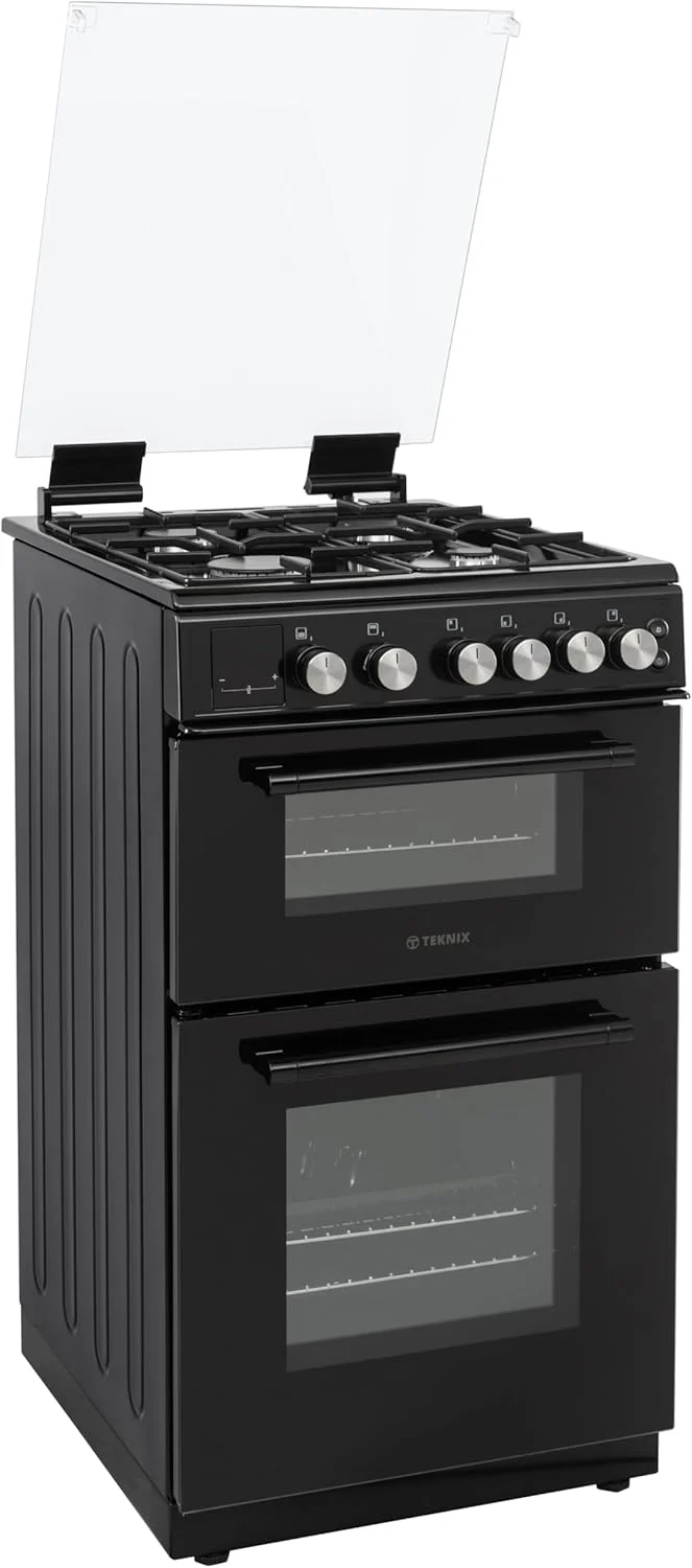 Teknix TKGD50B - Black 50cm Freestanding Gas Cooker - Double Oven & 4 Burner Hob - A+ Energy Rated - Image 3