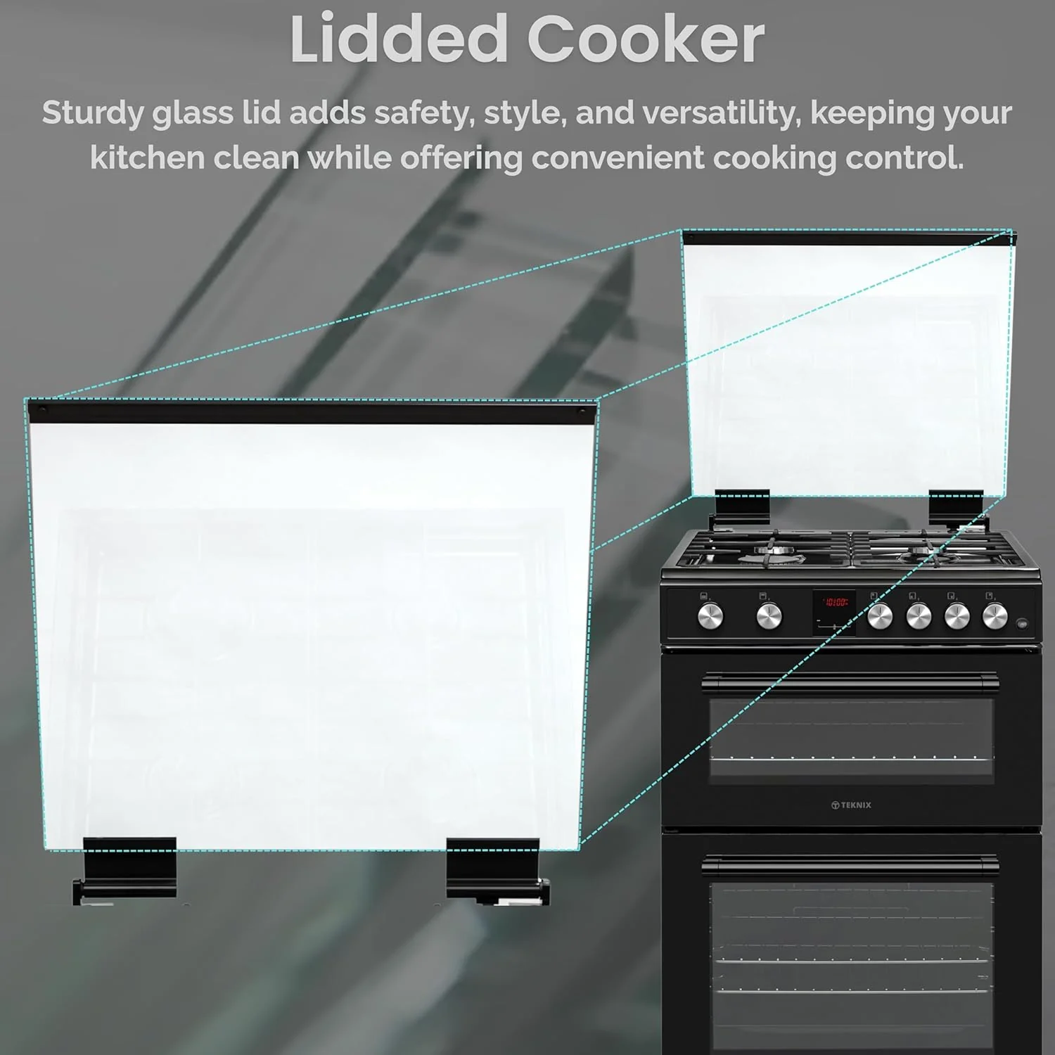 Teknix TKGD50W - White 50cm Freestanding Gas Cooker - Double Oven & Grill, 4 Burner Hob - A+ Energy - Image 7
