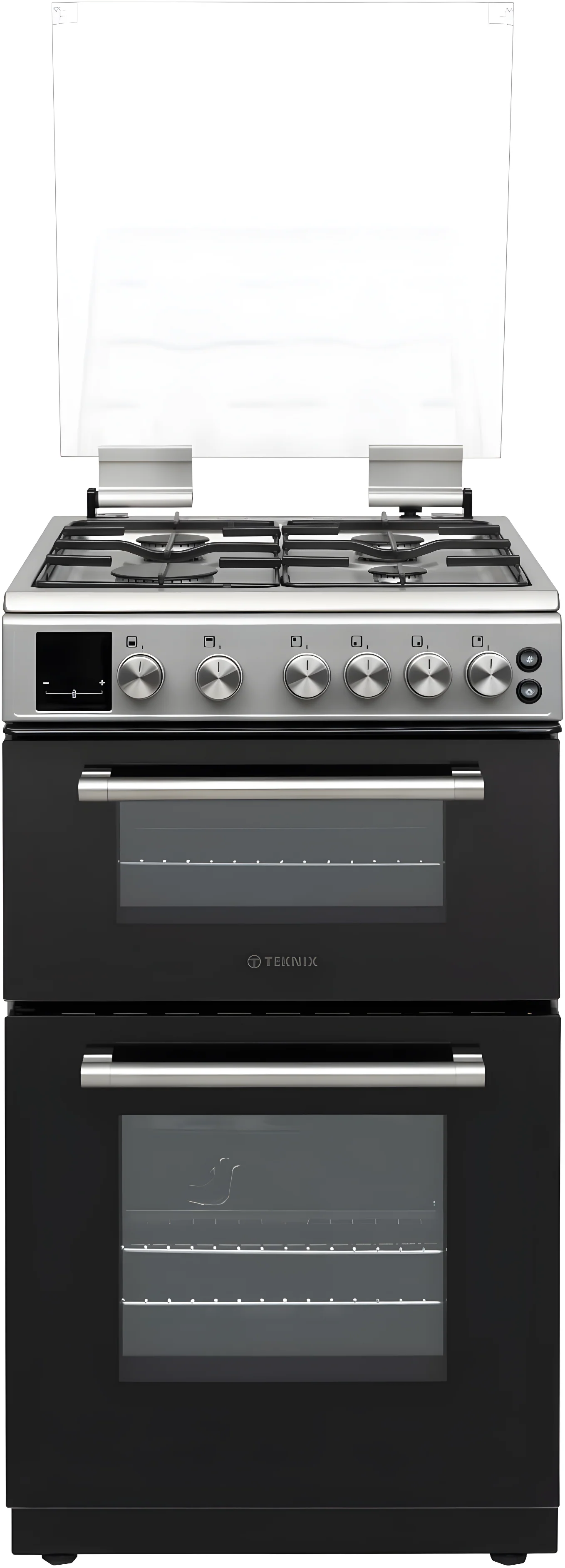 Teknix TKGD50X - Stainless Steel 50cm Freestanding Gas Cooker - Double Oven & 4 Burner Hob - A+ Energy