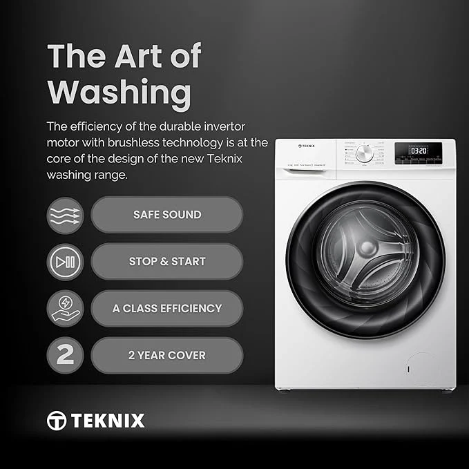 Teknix TKW12142HW - White Freestanding 12KG Washing Machine - 1400 RPM - A energy - Image 9