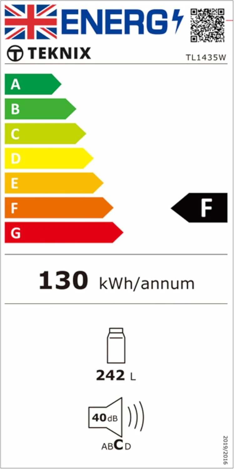 Teknix TL1435W - White Larder Fridge - F energy - Image 10