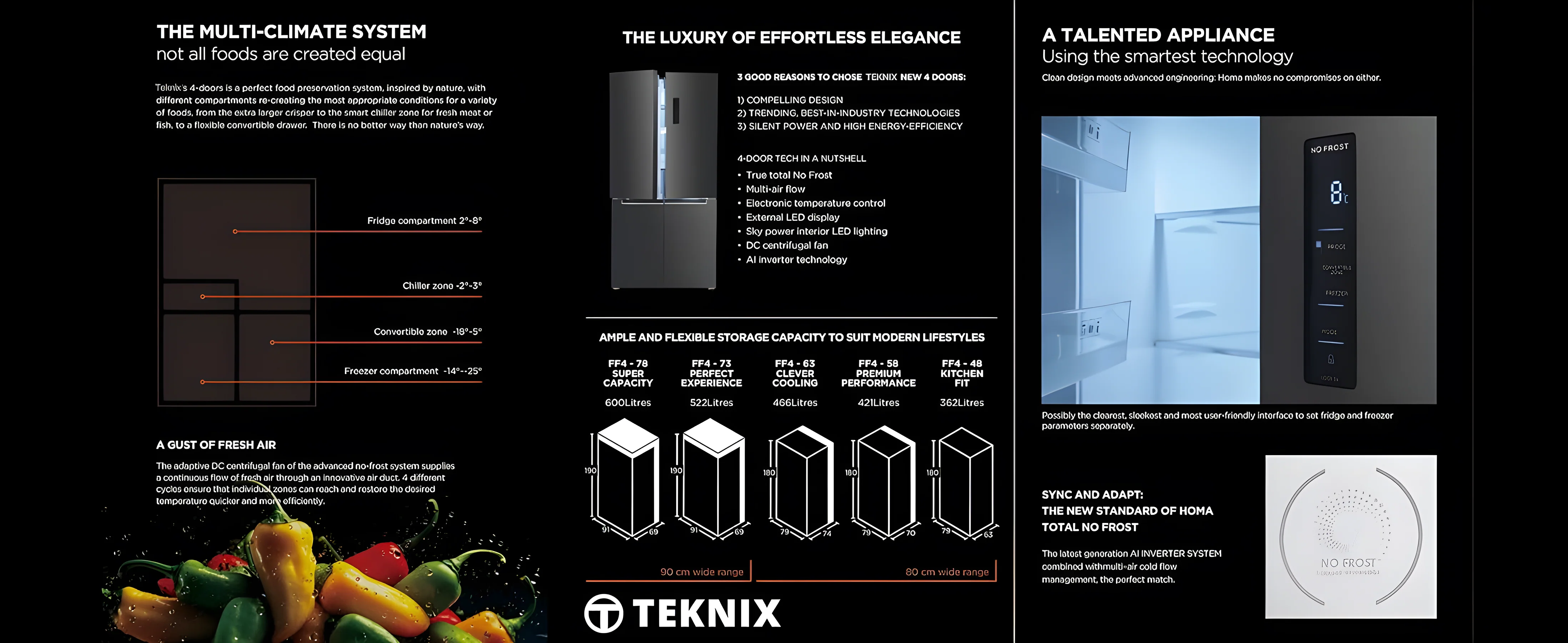 Teknix TMD19091SIBI - Dark Inox American Fridge Freezer - 503L Capacity - E Energy Rating - Image 6