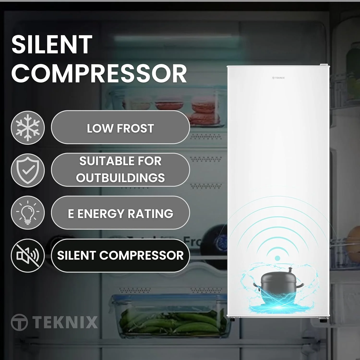 Teknix TSFG1385W - White 161L Freezer - Garage Safe - Smart Frost - E Rated - Image 8
