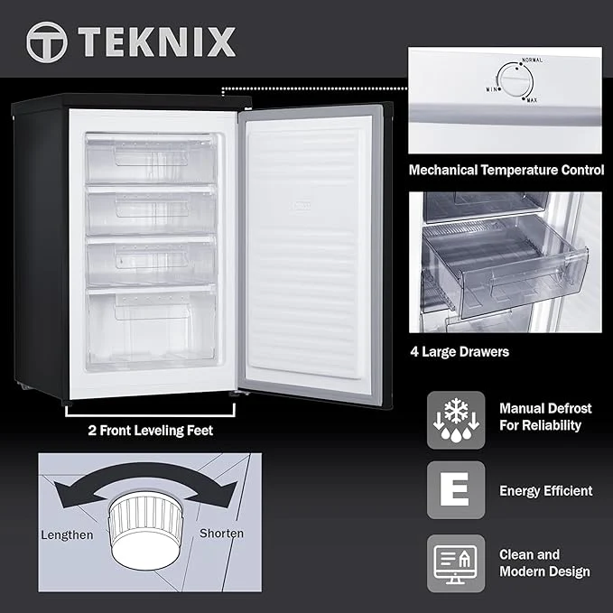 Teknix UC55F5B - Black Freezer - Under Counter Freezer - Garage Safe - E energy - Image 5