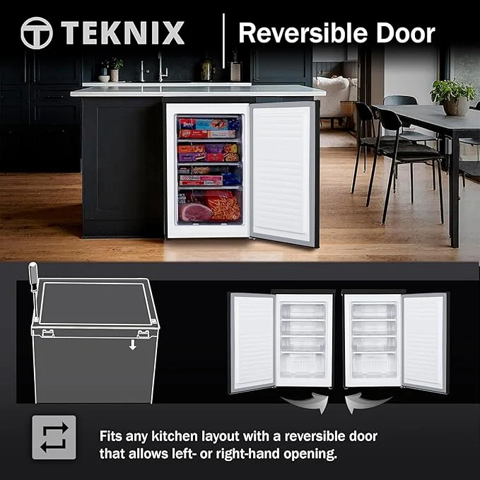Teknix UC55F5S - Silver Undercounter Freezer - Garage Safe - 91 Litres - E Energy - Image 4