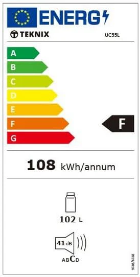 Teknix UC55L5W - White Undercounter Manual Defrost Fridge - F energy - Image 7