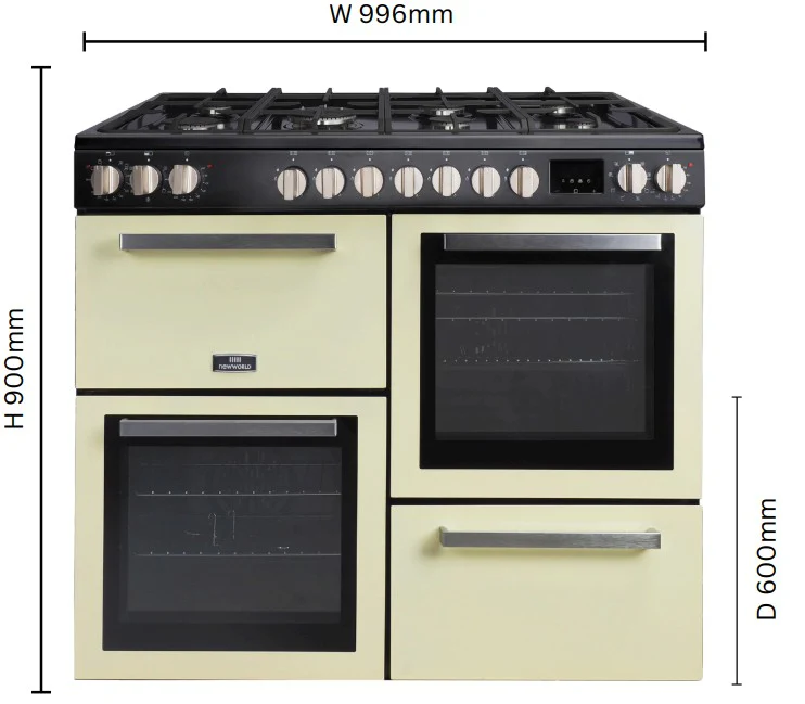 Tesla T100MCDFRCC - 100cm Multi Cavity Dual Fuel Range Cooker - Image 2