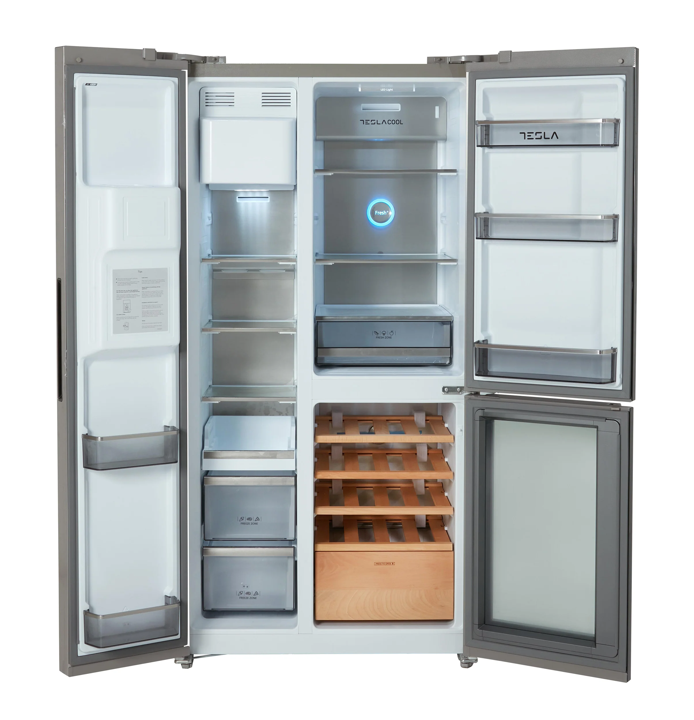 Tesla T530TDXG - Stainless Steel American Fridge Freezer - 529L - E Energy Rating - Image 3