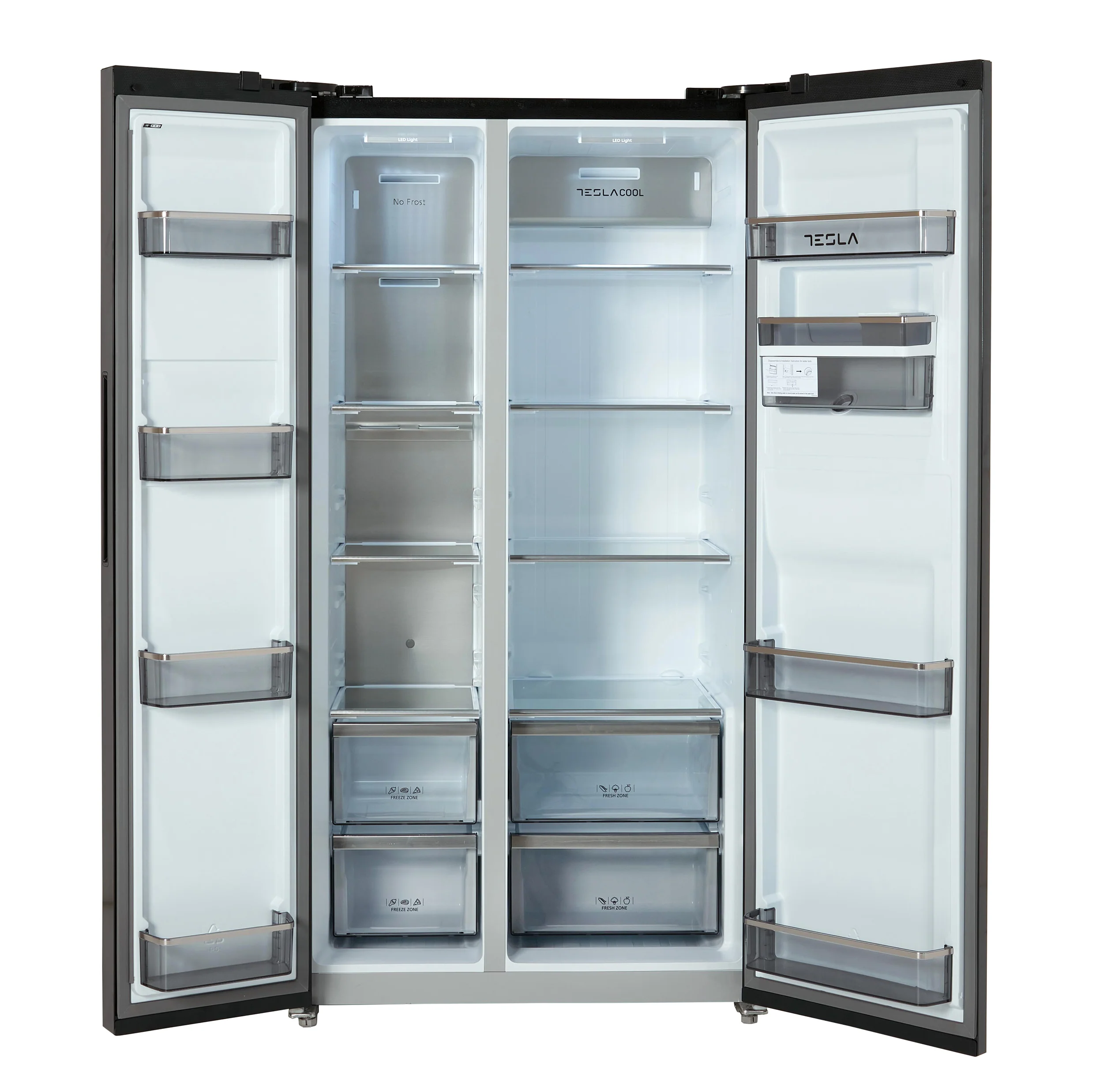 Tesla T582SBSB - Black American Fridge Freezer - 582L - E Energy Rating - Image 3