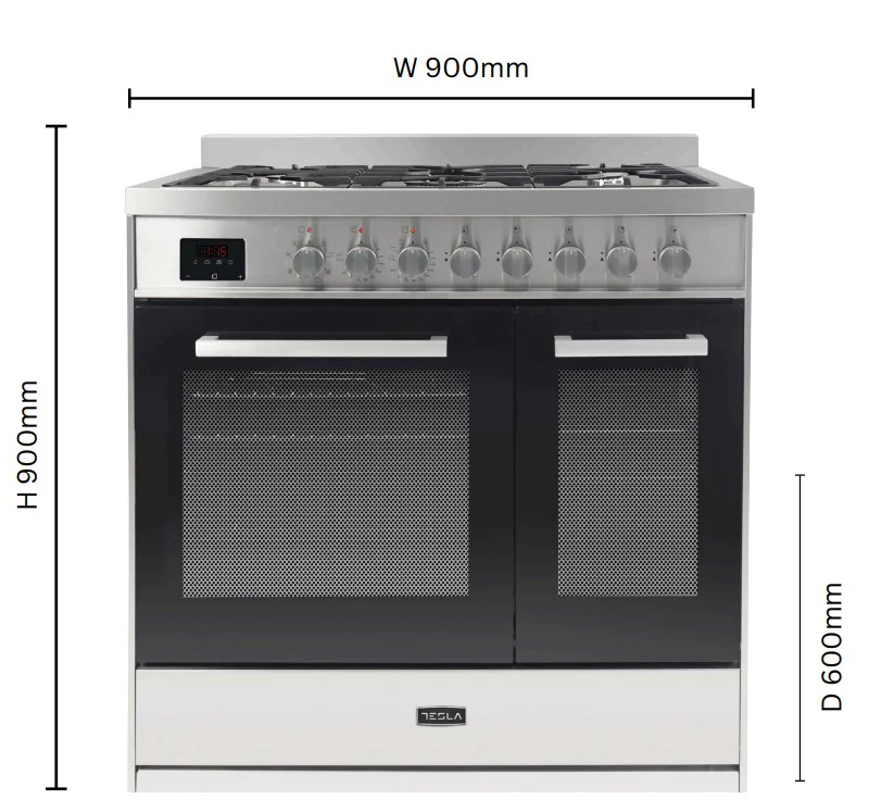 Tesla T90DDFRCB - 90cm Double Cavity Dual Fuel Range Cooker - Image 3