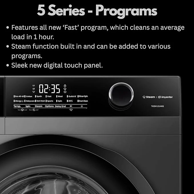 Teknix TK5W1214HS - Titanium 12KG Washing Machine - 1400 RPM - A energy - Image 4