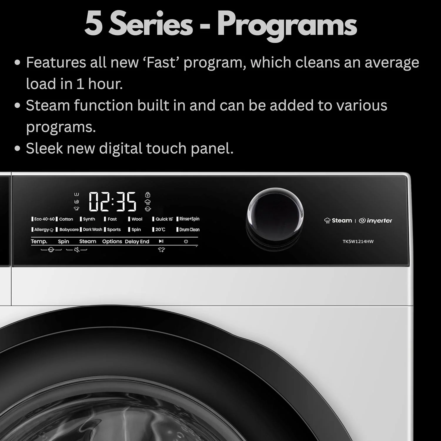 Teknix TK5W1214HW - White 12KG Washing Machine - 1400 RPM - A energy - Image 4