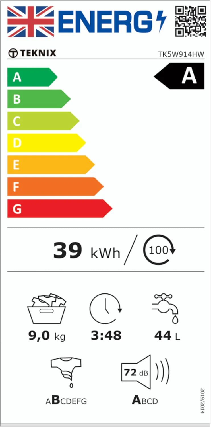 Teknix TK5W914HW - White 9KG Washing Machine - 1400 RPM - A energy - Image 11