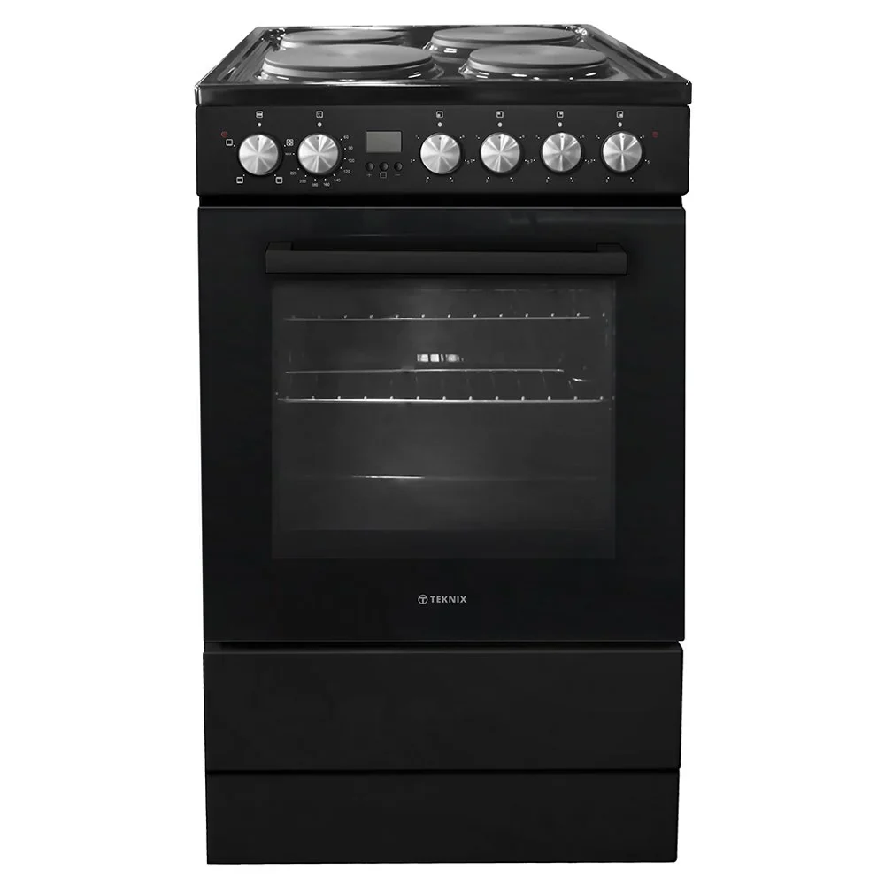 Teknix TKES54B - Black Solid Plate Cooker - 50cm Single Cavity - A Energy