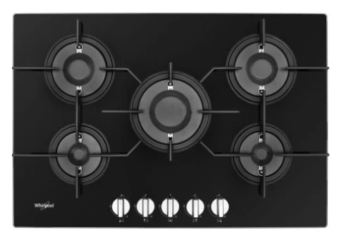 Whirlpool POW 75D2/NB - Black 5 Zone Gas Hob