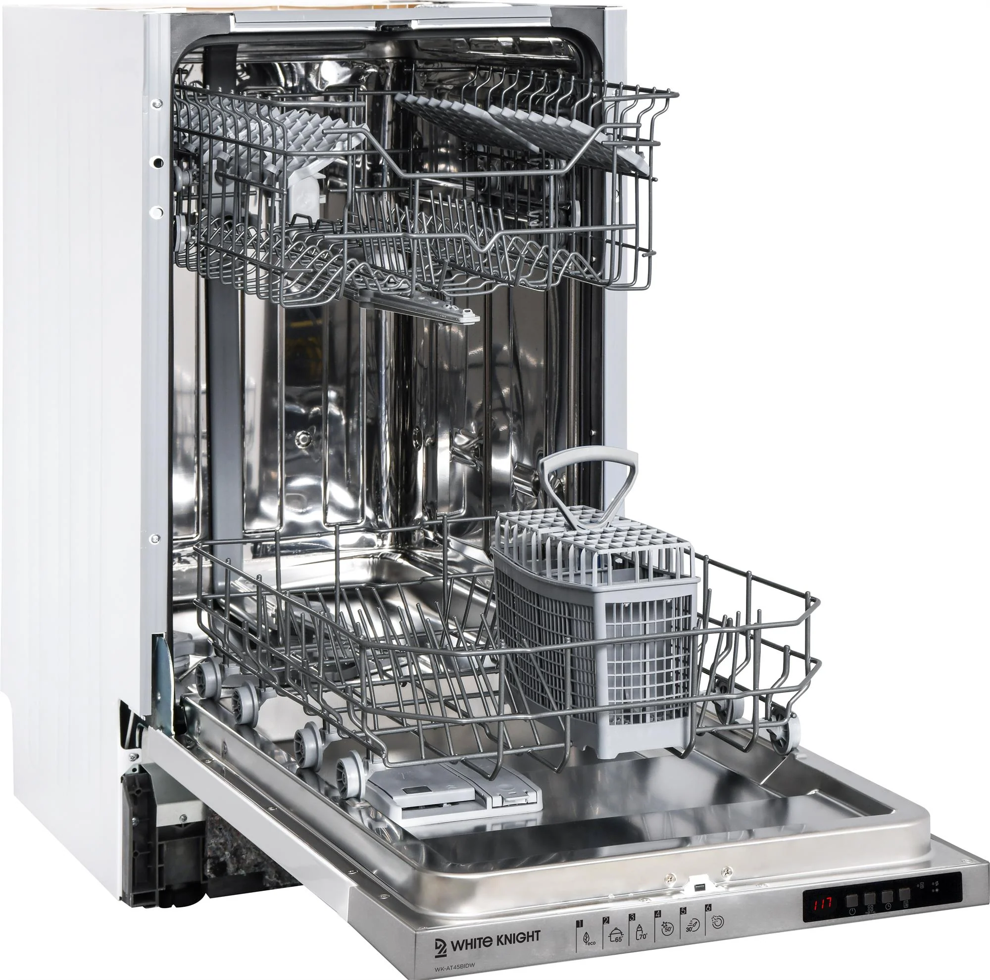 White Knight AT45BIDW - White Slimline 45CM - 10 Place Settings - Integrated Dishwasher - E rated