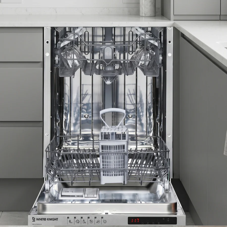 White Knight AT45BIDW - White Slimline 45CM - 10 Place Settings - Integrated Dishwasher - E rated - Image 3