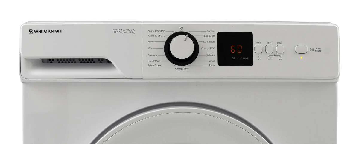 White Knight ATWM126W White Freestanding 6KG 1200RPM Washing Machine -D Rated - Image 4